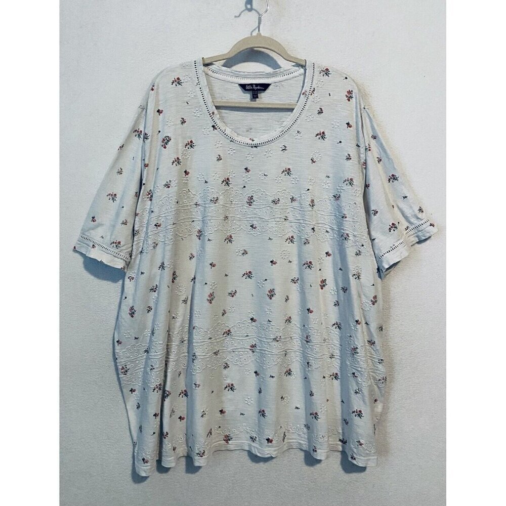 Ulla Popkin Top Womens 28 White Floral Bouquet Embroidered Feminine Cottagecore